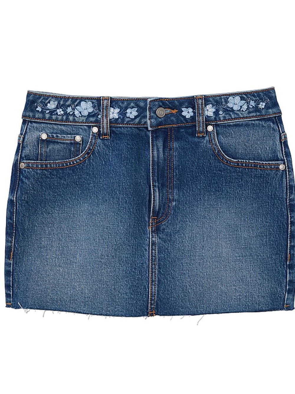 Victoria’s Secret Embroidered Waistband Denim Mini Skirt Blue y2K vibes XXL